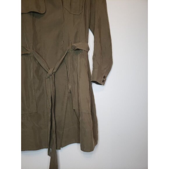 Banana Republic Womens Petite 4 Dress Green Long Sleeve Waist Tie Pocket Utility - Picture 3 of 6